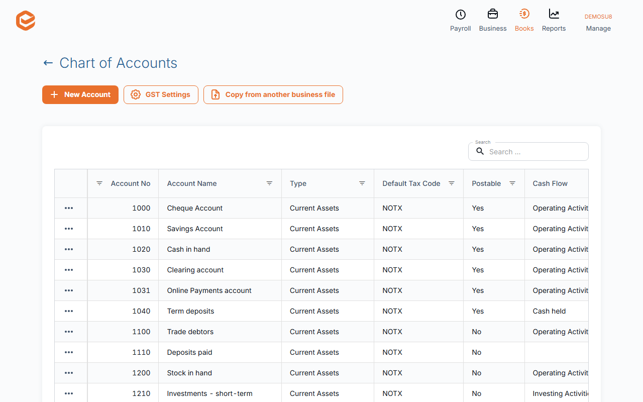 Chart of Accounts