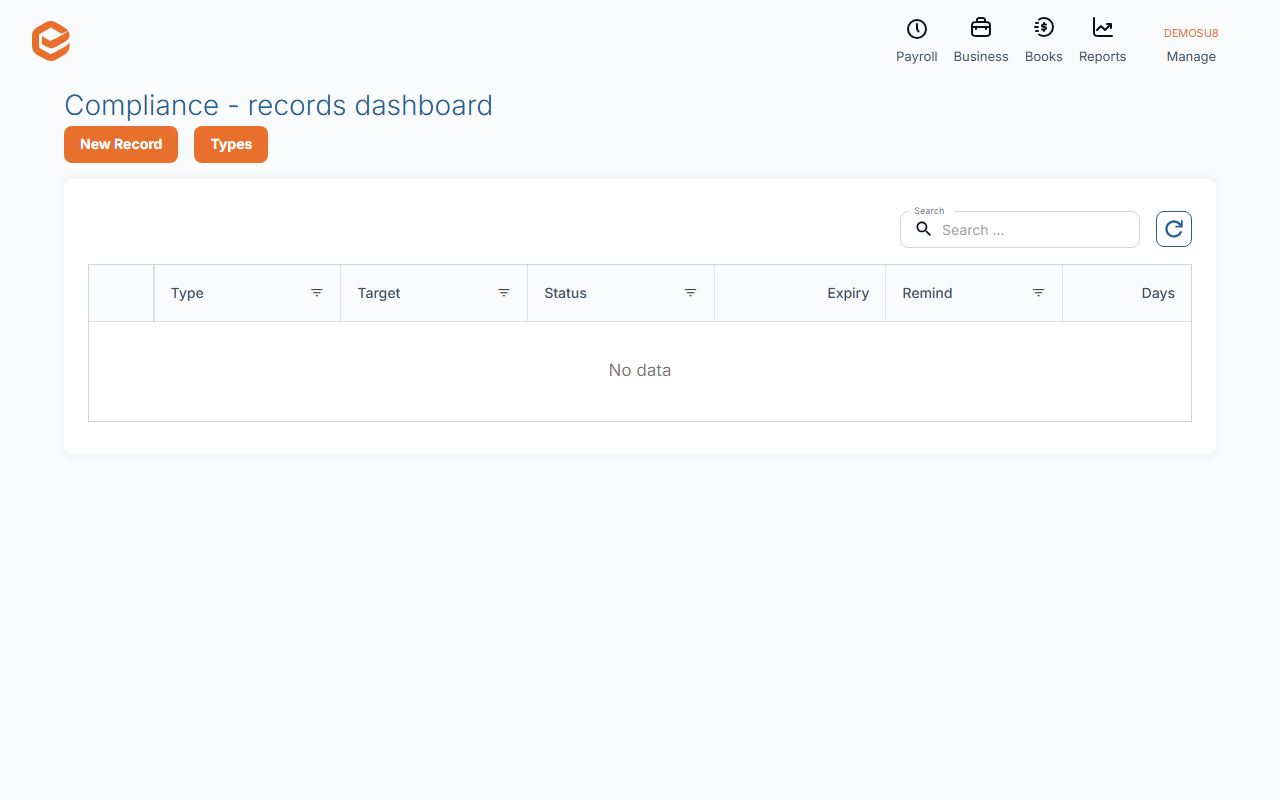 Compliance - records dashboard