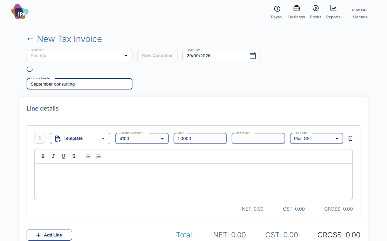 Customer, Issue Date and customer summary