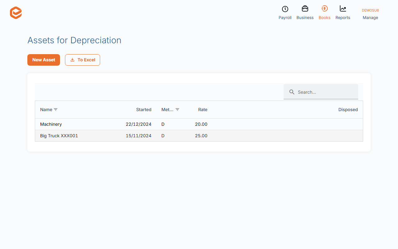 Assets for Depreciation