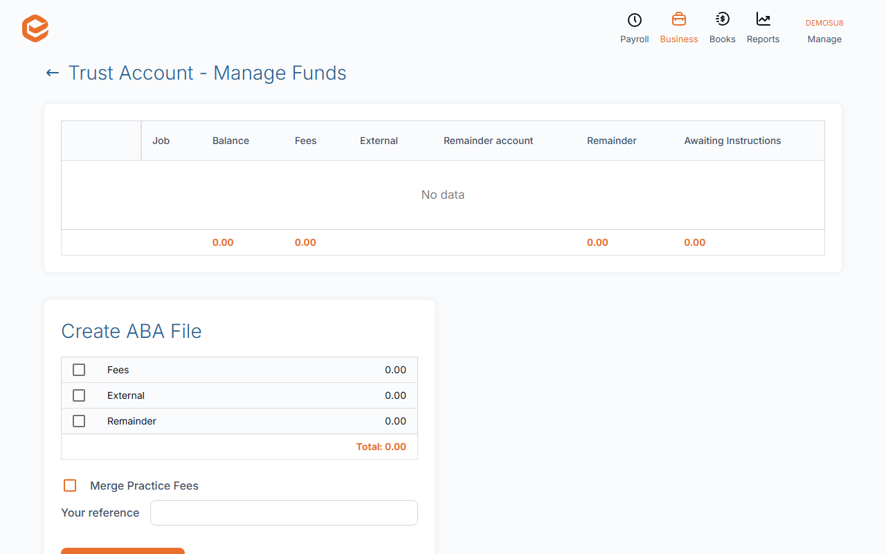 Trust Account - Manage Funds