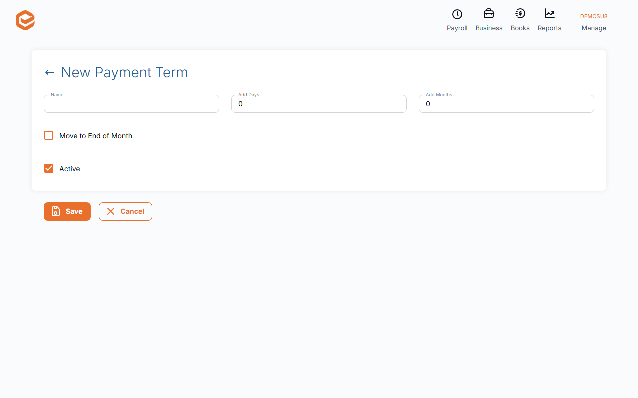 New Payment Term form