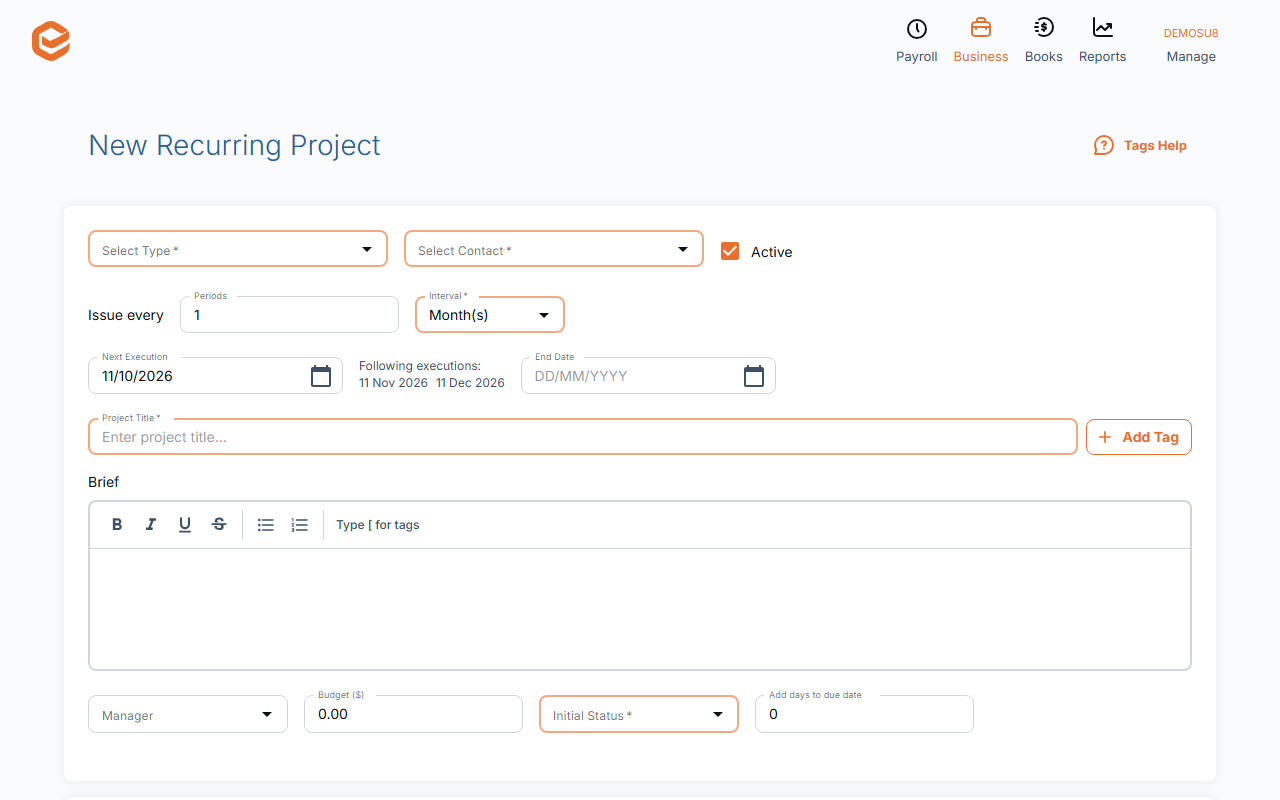 A new recurring project